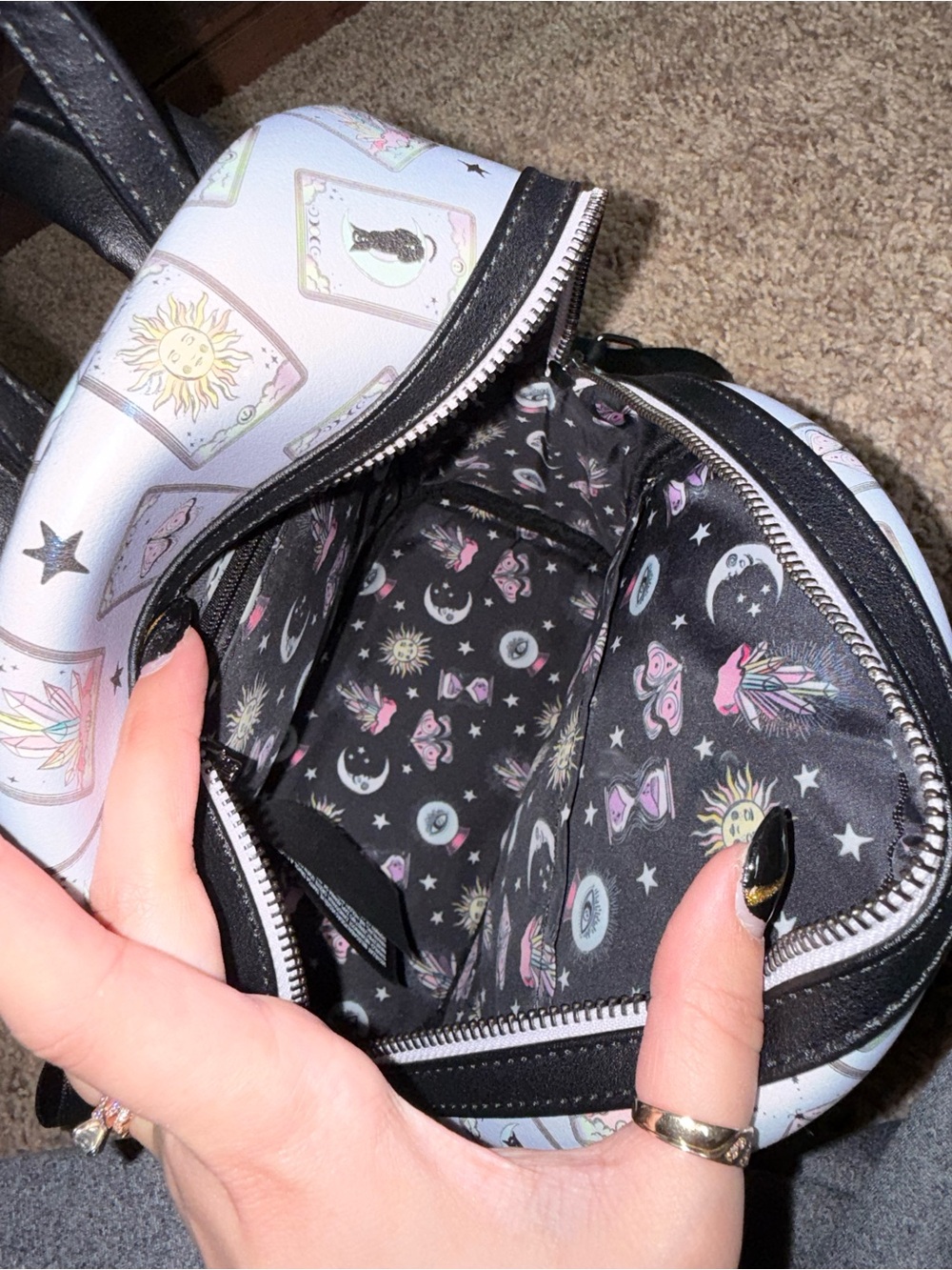 Rare Loungefly Pastel Pink Tarot Card Mini Backpack with Black Accents - Picture 4 of 4